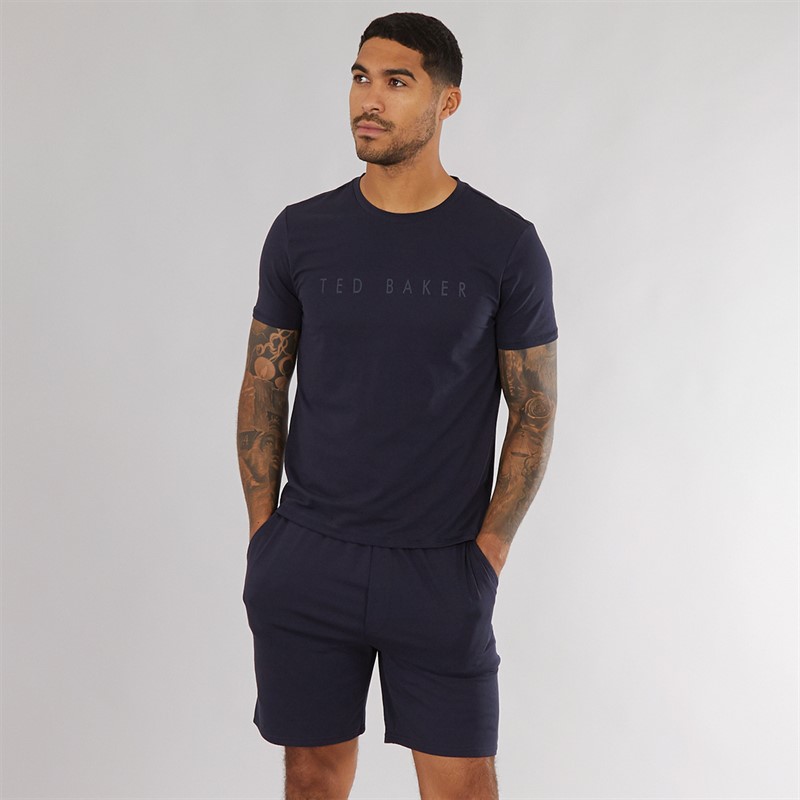 Ted Baker Mens T-Shirt And Shorts Lounge Set Navy - Size XL