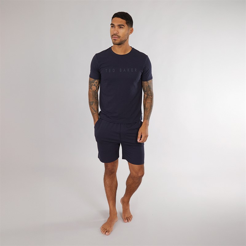 Ted Baker Mens T-Shirt And Shorts Lounge Set Navy