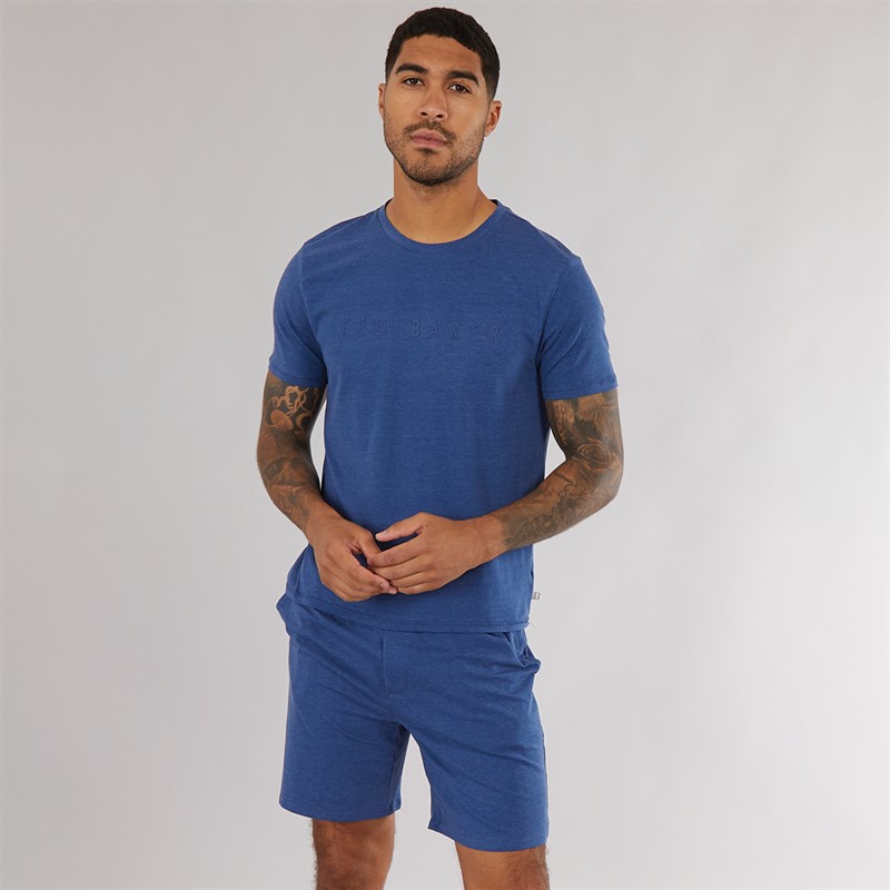 Ted Baker Mens T-Shirt And Shorts Lounge Set Estate Blue - Size S
