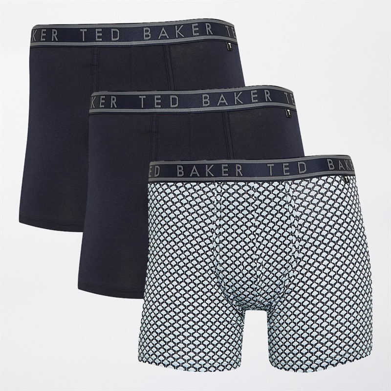 Ted Baker Mens Three Pack Boxers Navy Ounslo/Palm Geo/Navy