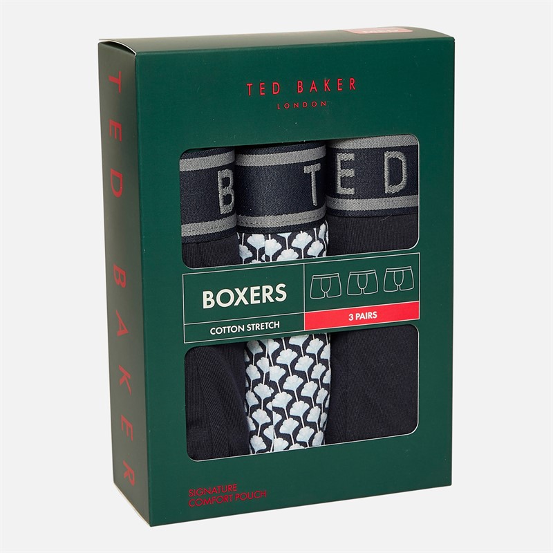 Ted Baker Mens Three Pack Boxers Navy Ounslo/Palm Geo/Navy