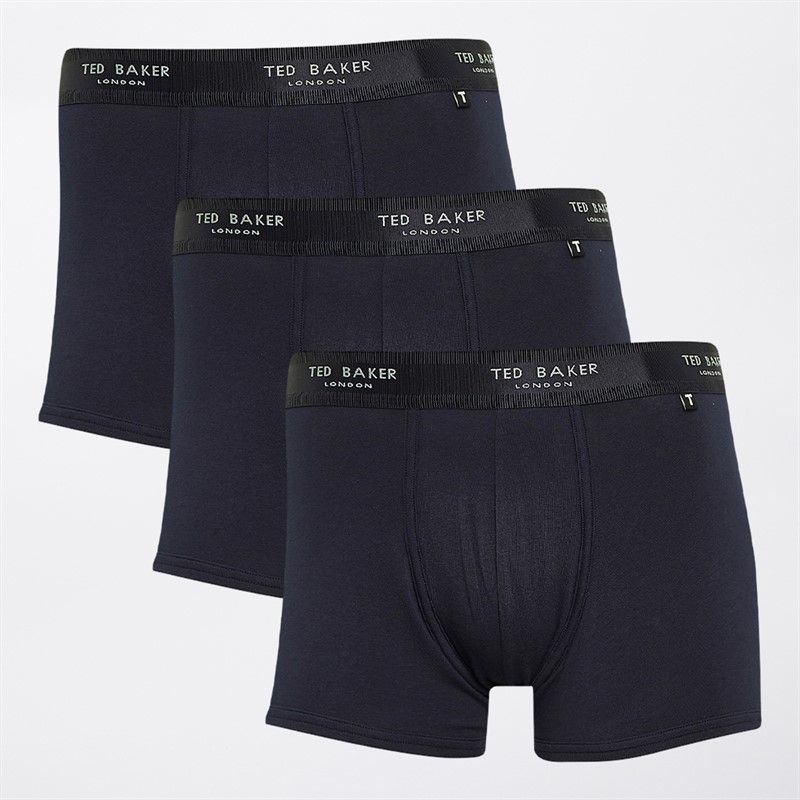 Ted Baker Mens Three Pack Cotton Boxer Trunks Navy/Navy/Navy