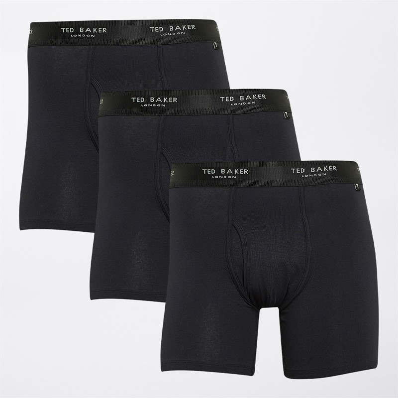 Ted Baker Mens Three Pack Cotton Boxer Briefs Black/Black/Black - Size XL