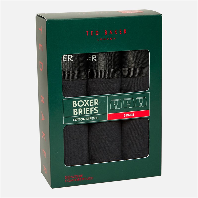 Ted Baker Mens Three Pack Cotton Boxer Briefs Black/Black/Black