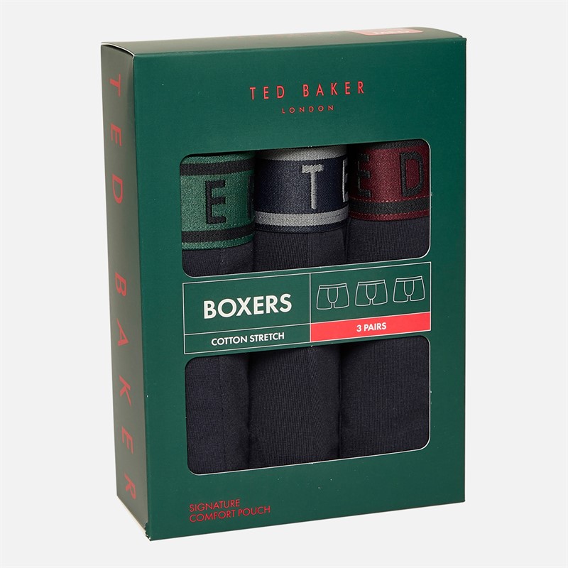 Ted Baker Mens Three Pack Boxers Navy Winetasting/Navy Trekking/Navy Navy