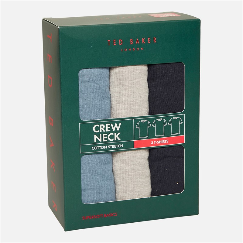 Ted Baker Mens Three Pack Crew Neck T-Shirts Navy Mix