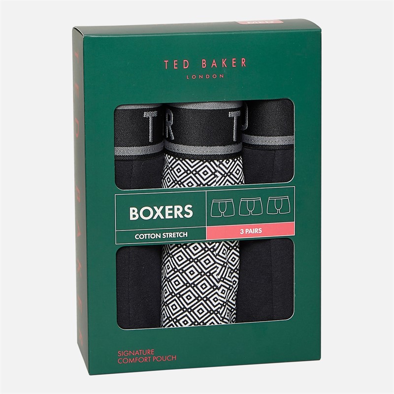 Ted Baker Mens Three Pack Boxers Black/Micron/Black