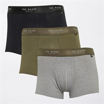 Ted Baker Mens Three Pack Cotton Trunks Grey/Heather Grey/Dusty Olive