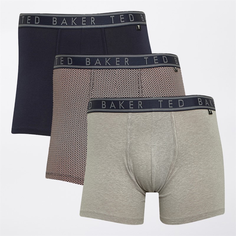 Ted Baker Mens Three Pack Boxers Navy/Ares/Heather Grey