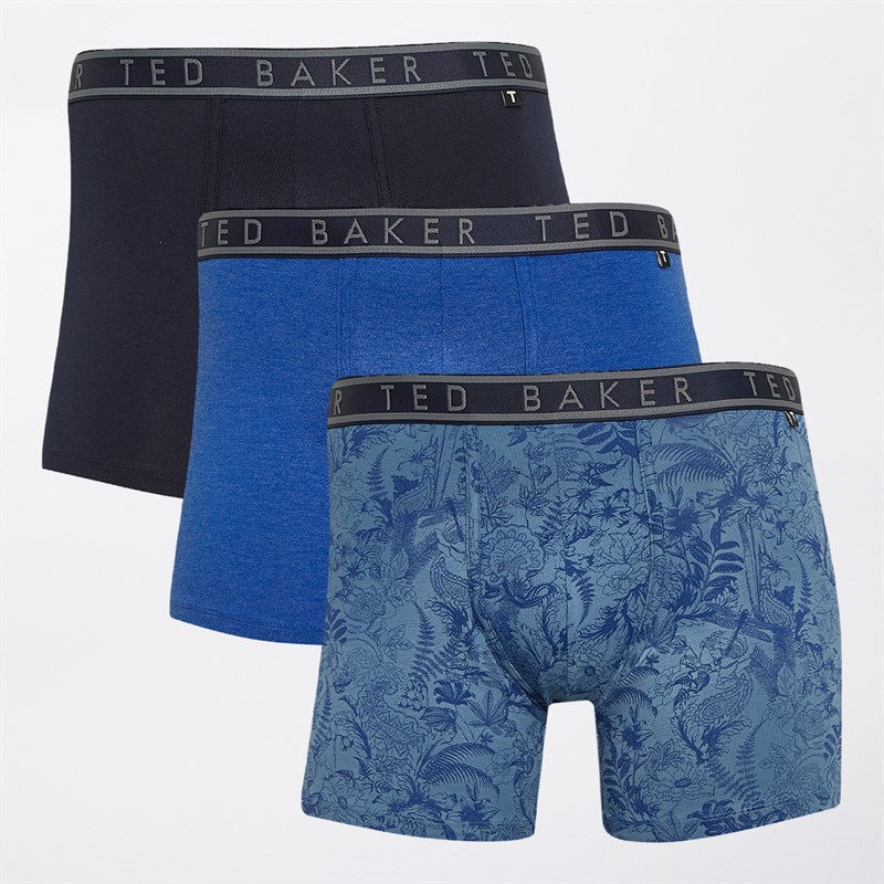 Ted Baker Mens Three Pack Boxers Navy Treasure/Blue Mazarine/Blue