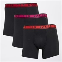 Ted Baker Mens Three Pack Boxers Black Festival Fuchsia/Black Jester Red/Black Cayenne