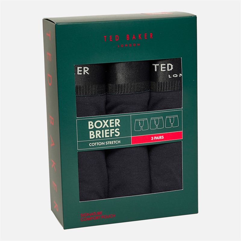 Ted Baker Mens Three Pack Cotton Boxer Briefs Navy/Navy/Navy