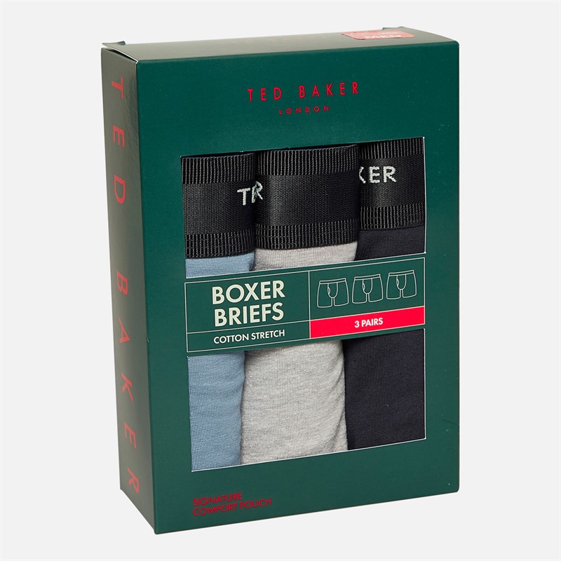 Ted Baker Mens Three Pack Cotton Boxer Briefs Black/White/Grey