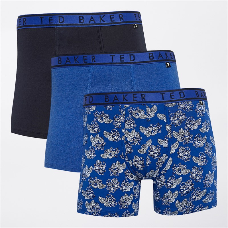 Ted Baker Mens Three Pack Boxers Mazarnie Blue/Blue Lotus/Navy