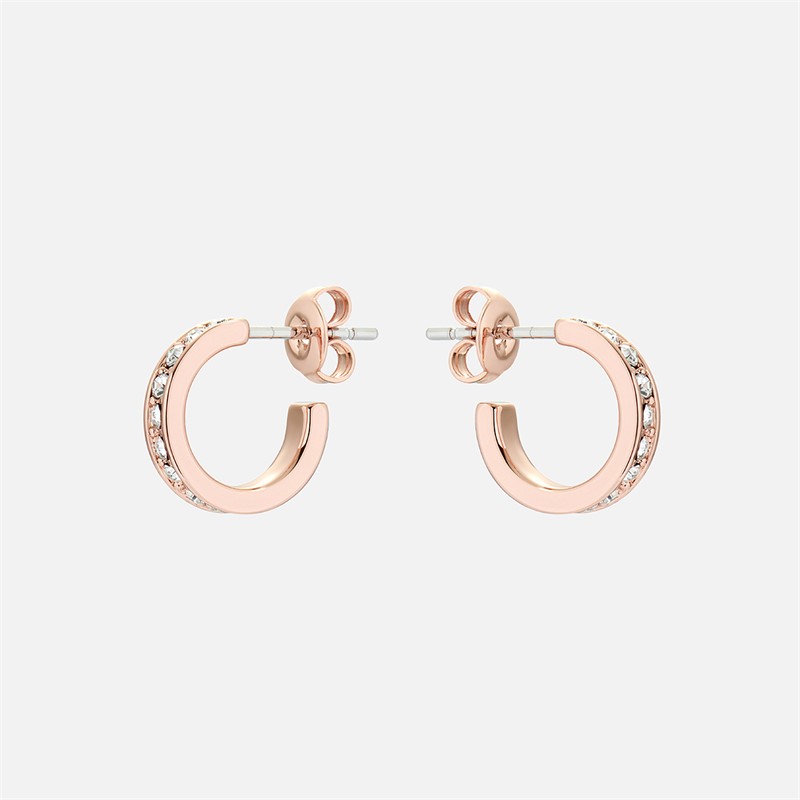 Ted Baker Womens Seenita Crystal Hoop Earrings Rose Gold Tone