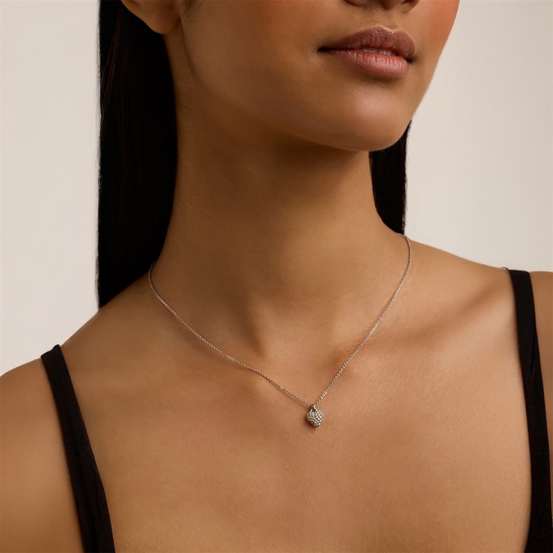 Ted Baker Womens Adorina Crystal Pendant Necklace Silver Tone