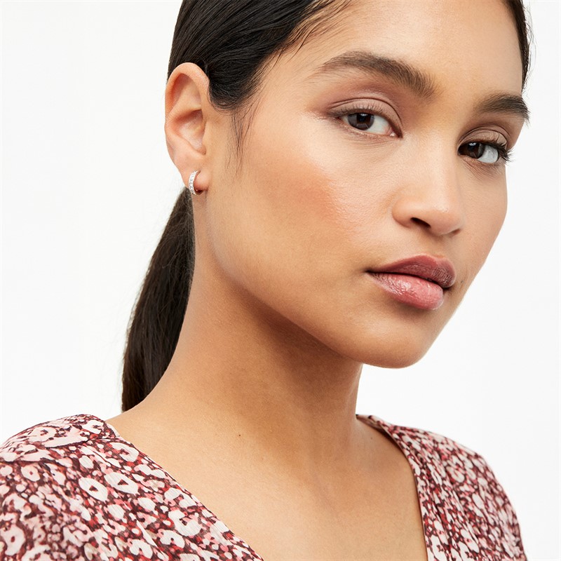 Ted Baker Womens Seenita Crystal Hoop Earrings Silver Tone