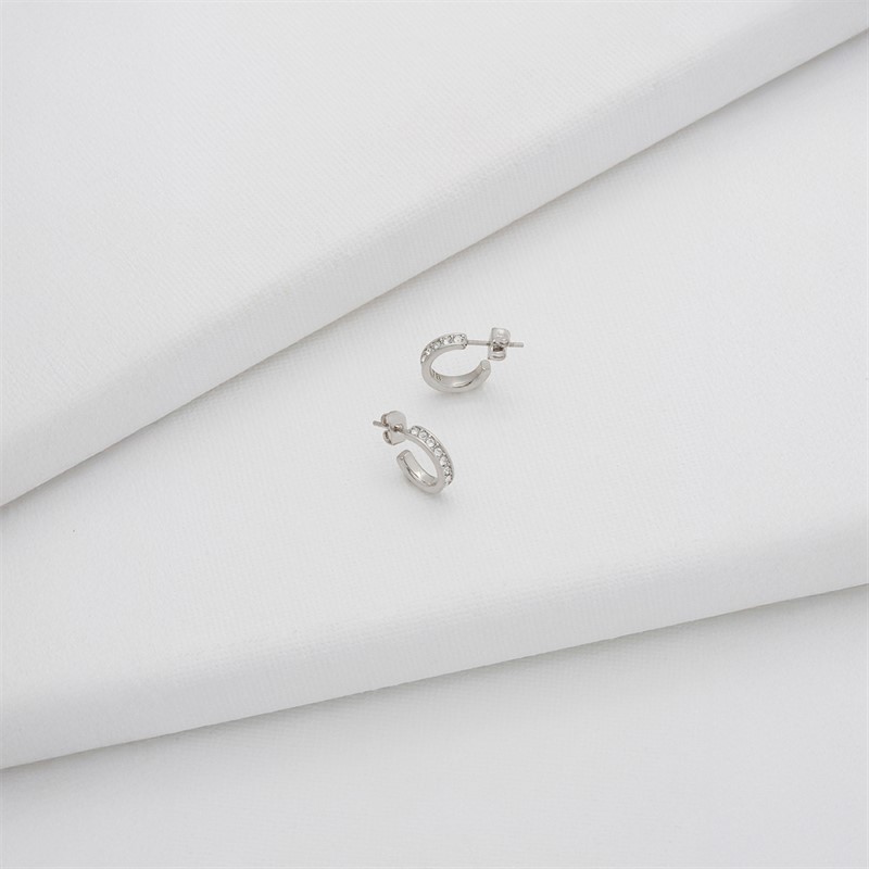 Ted Baker Womens Seenita Crystal Hoop Earrings Silver Tone
