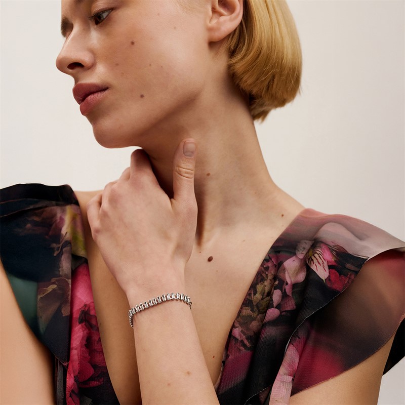 Ted Baker Womens Isabela Crystal Adjustable Bracelet Silver Tone