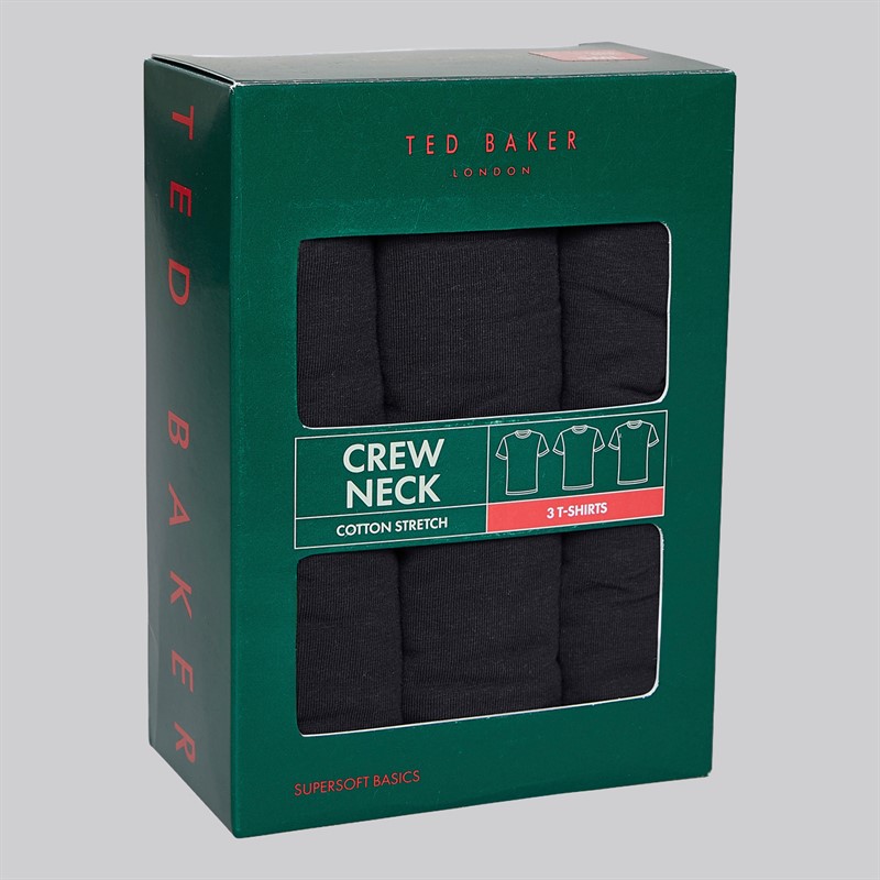 Ted Baker Mens Three Pack Crew Neck T-Shirts Black