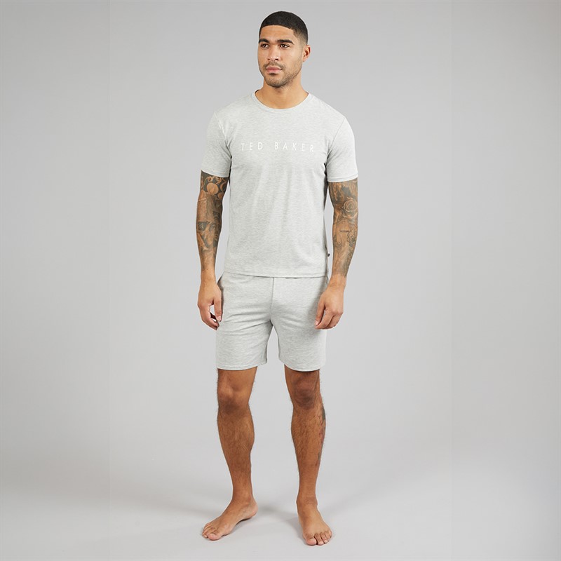 Ted Baker Mens T-Shirt And Shorts Lounge Set Heather Grey