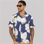 Ted Baker Mens Hebbden Short Sleeve Relaxed Floral Shirt Dark Blue
