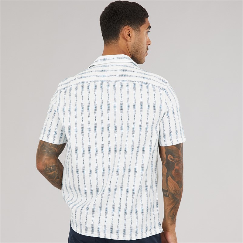 Ted Baker Mens Yiannis Short Sleeve Relaxed Diamond Shirt Teal Blue