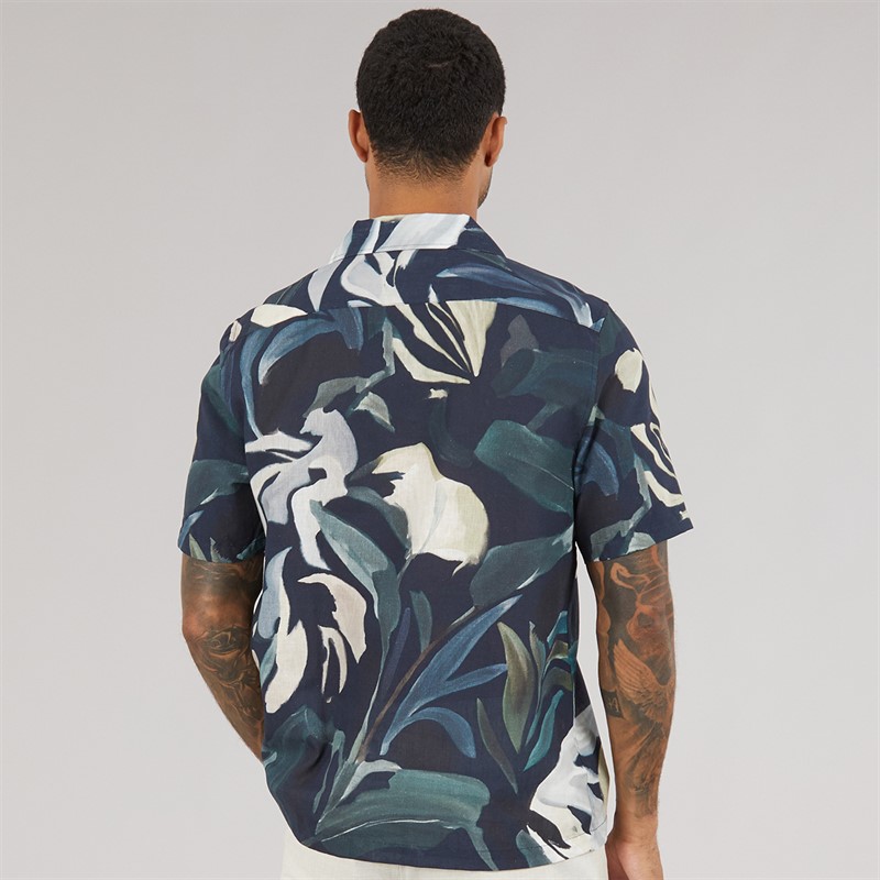 Ted Baker Mens Rognski Short Sleeve Relaxed Fit Tropical Floral Shirt Multi