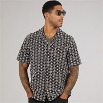 Ted Baker Mens Finlays Short Sleeve Relaxed Embroidered Shirt Black