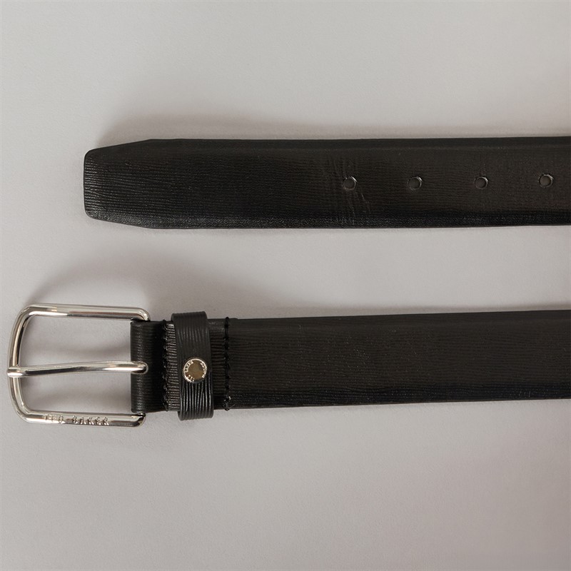 Ted Baker Mens Baiden Bark Texture Leather Belt Black