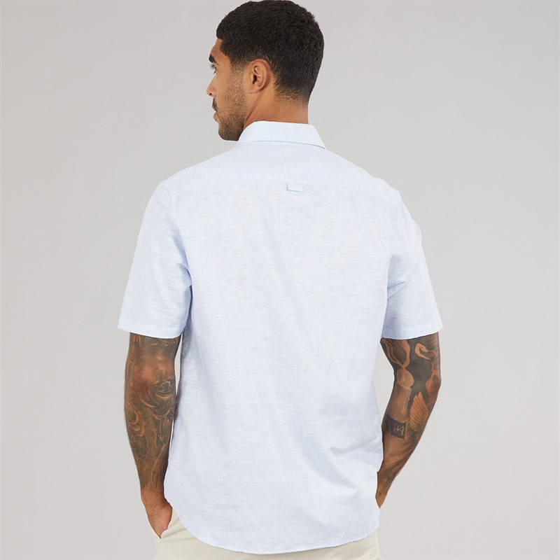 Ted Baker Mens Palomas Short Sleeve Linen Shirt Blue