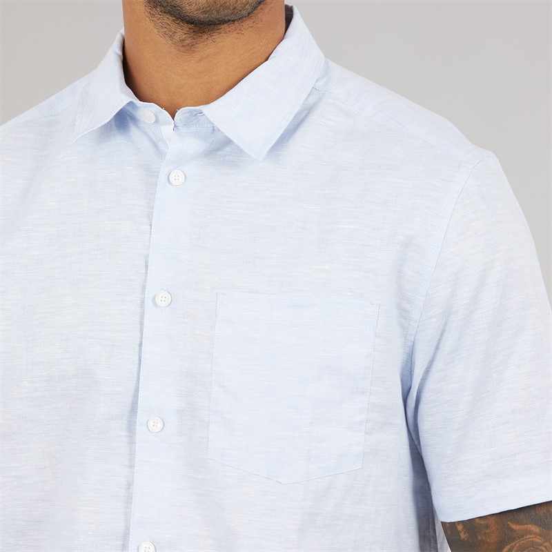 Ted Baker Mens Palomas Short Sleeve Linen Shirt Blue