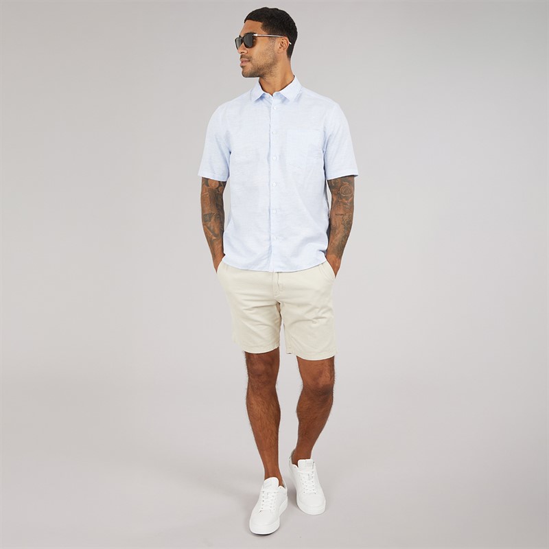 Ted Baker Mens Palomas Short Sleeve Linen Shirt Blue