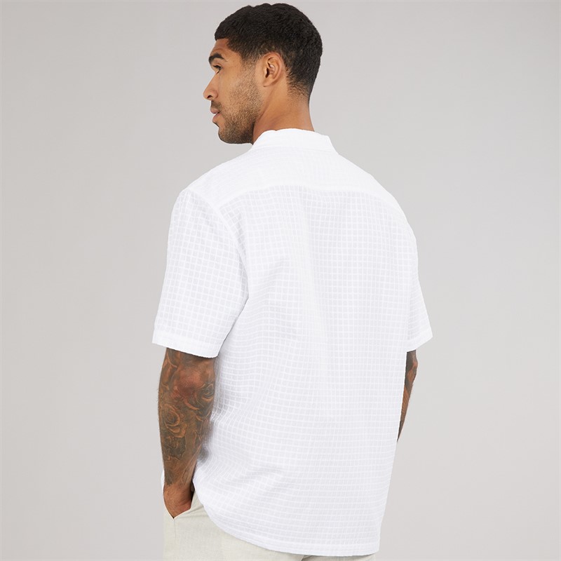 Ted Baker Mens Oise Short Sleeve Textured Geo Shirt White