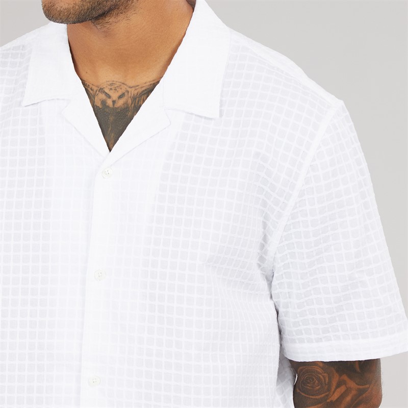 Ted Baker Mens Oise Short Sleeve Textured Geo Shirt White