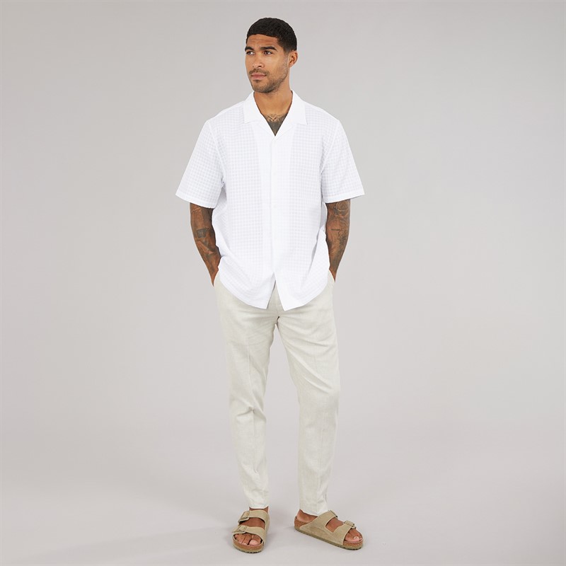 Ted Baker Mens Oise Short Sleeve Textured Geo Shirt White