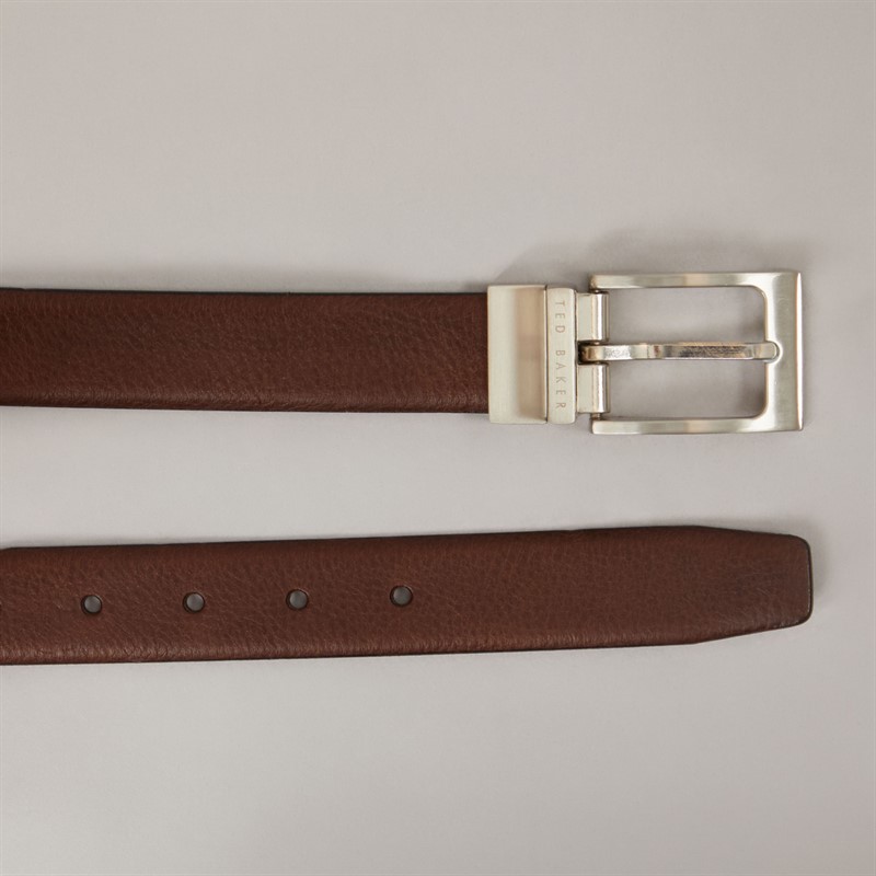 Ted Baker Mens Karmer Reversible Leather Belt Chocolate