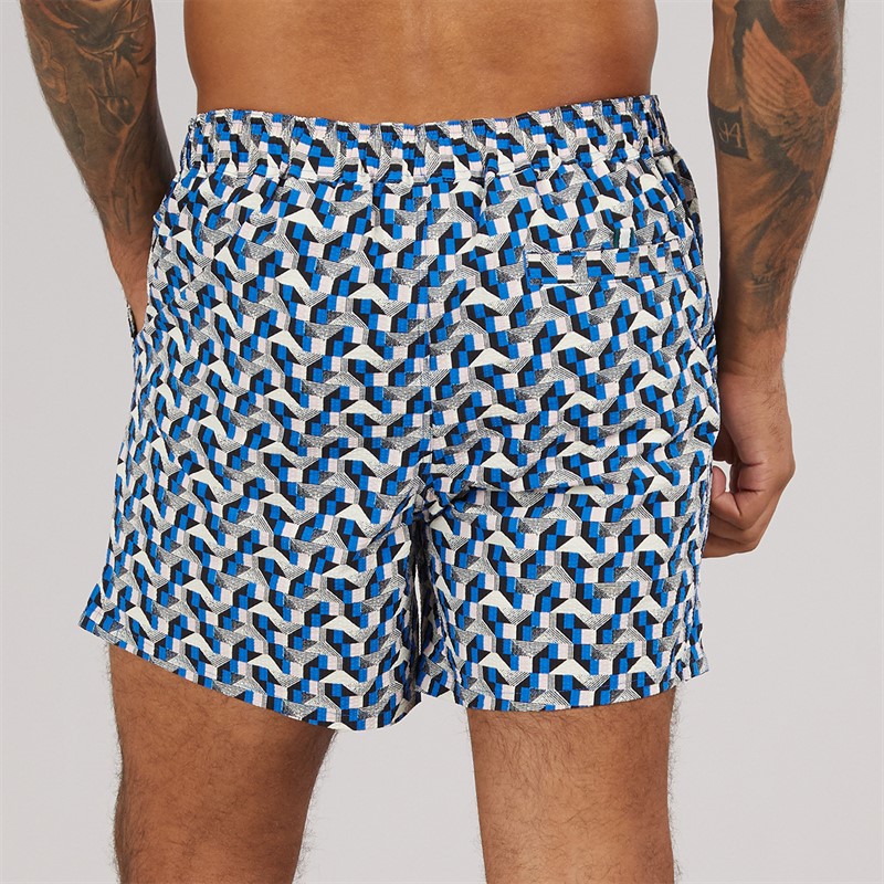 Ted Baker Mens Joris Geometric Seersucker Swim Shorts Blue