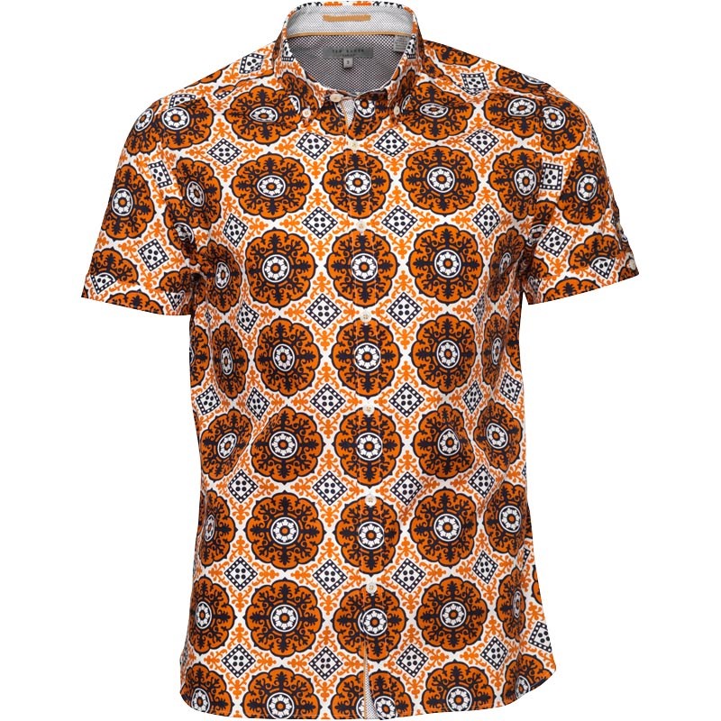 Buy Ted Baker Mens Evafter Large Tile Print Shirt Orange