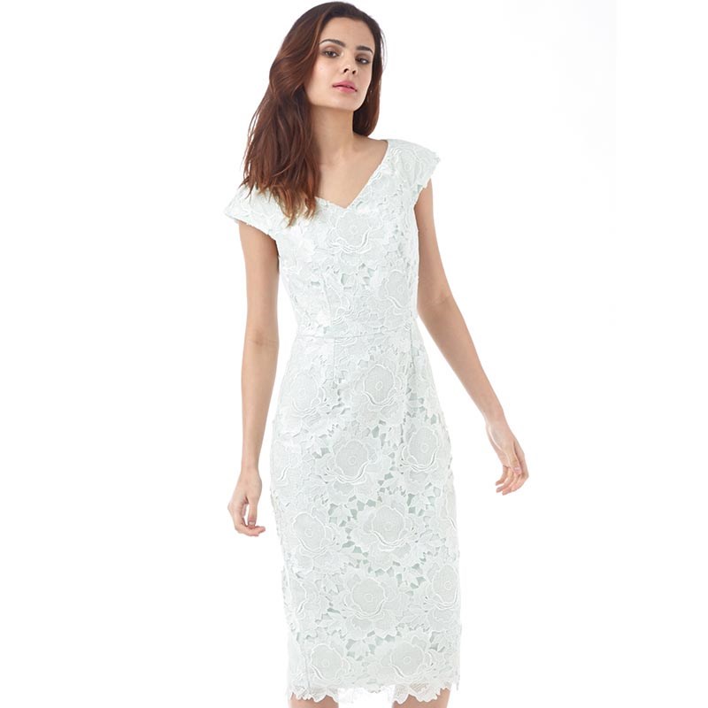 Buy Ted Baker Womens Velmia V Neck Fitted Lace Dress Mint