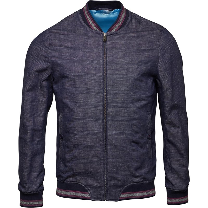 Buy Ted Baker Mens Reactiv Checked Bomber Jacket Bright Blue