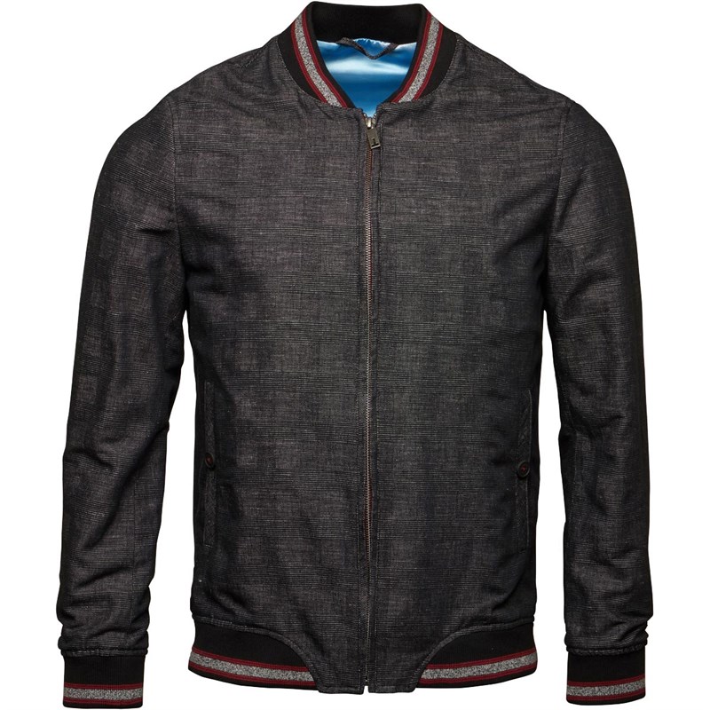 Buy Ted Baker Mens Reactiv Checked Bomber Jacket Charcoal