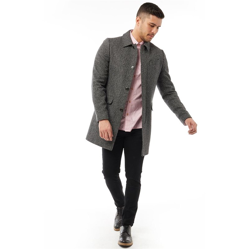 ted baker mens tobias herringbone overcoat grey