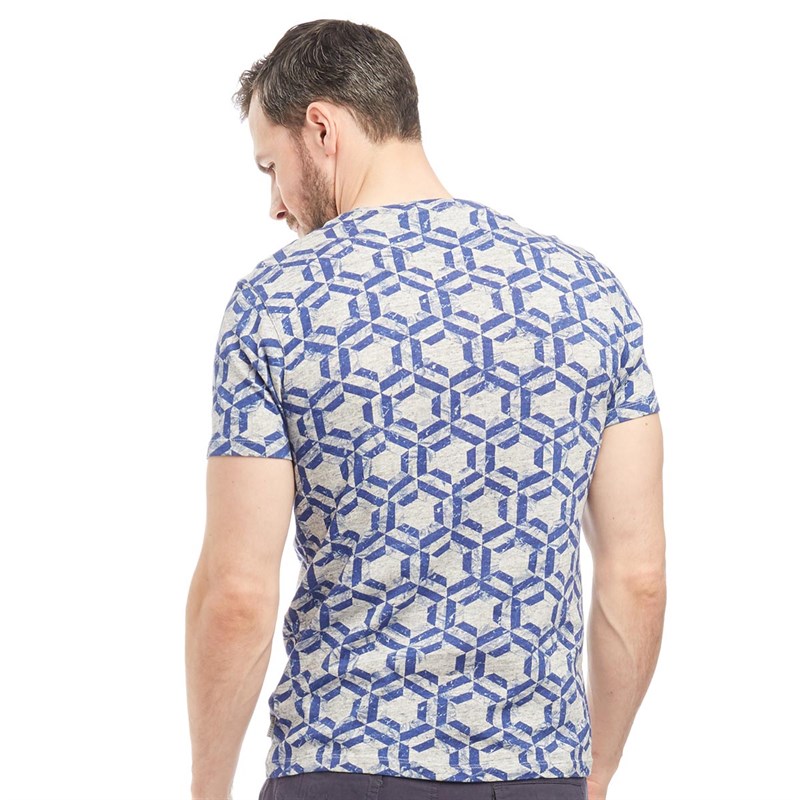 Buy Ted Baker Mens Mitch Hexagon Print Short Sleeve TShirt Blue