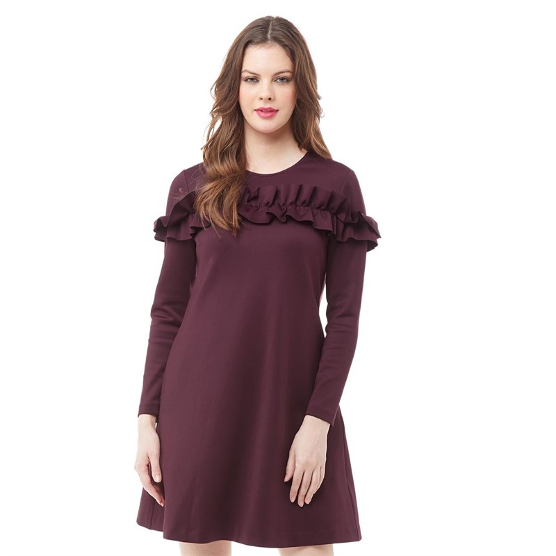 Buy Ted Baker Womens Zufara Large Ruffle Bodice Tunic Dress Oxblood 