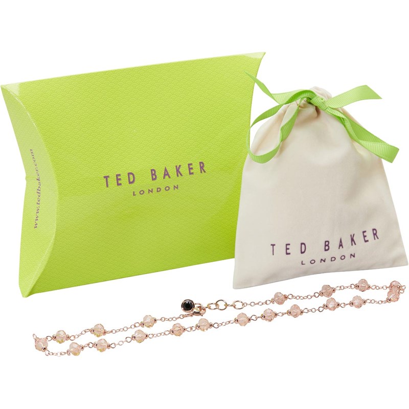 Buy Ted Baker Womens Crystal Bead Short Chain Necklace Pink Rose Gold