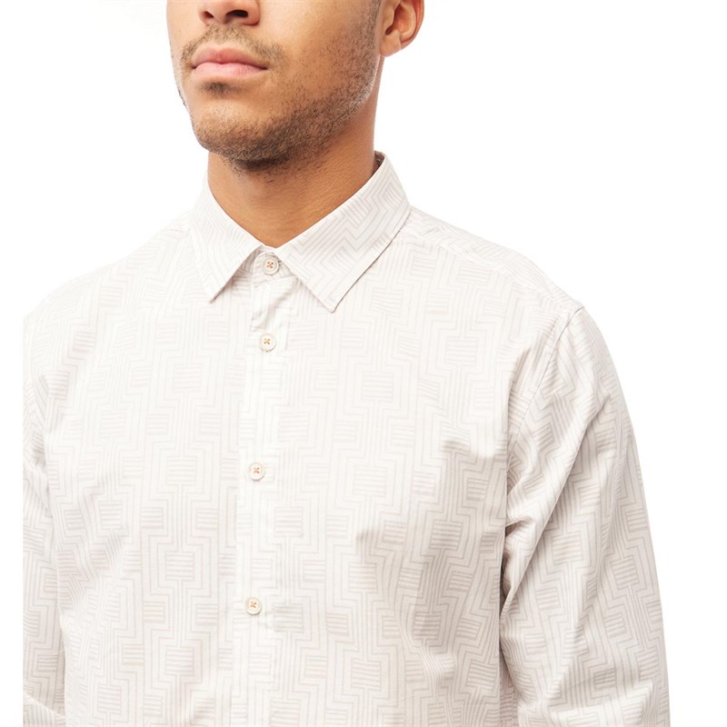 Ted Baker Mens Canarry Long Sleeve Deco Striped Shirt White