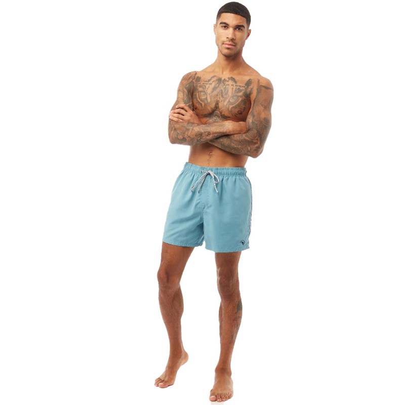 Ted Baker Mens Nel/Somo Solid Drawstring Swim Shorts Light Blue