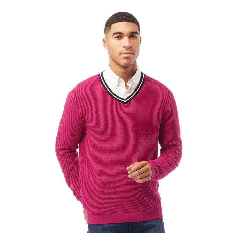 mens bright red v neck jumper
