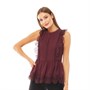 Ted Baker Womens Omarri Mixed Lace Peplum Sleevless Top Maroon
